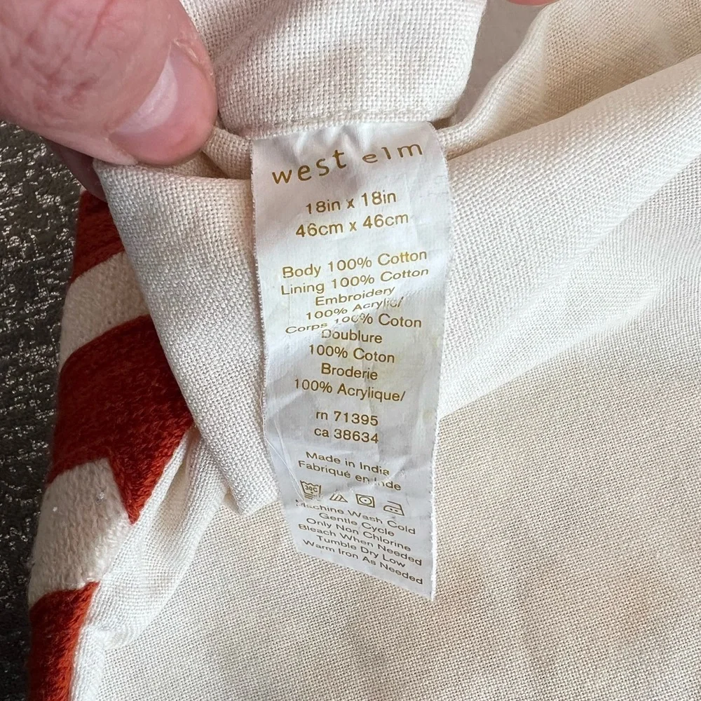 West Elm 18”x 18” Graphic Red & Cream Pillowcase
